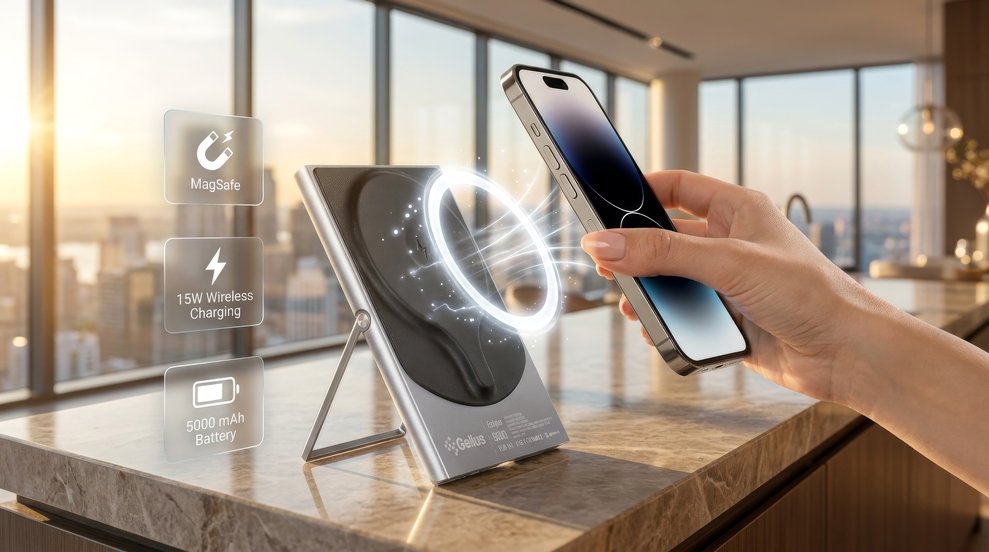 повербанк з бездротовою зарядкою Gelius Eclipse Magnetic Wireless Charge для смартфона