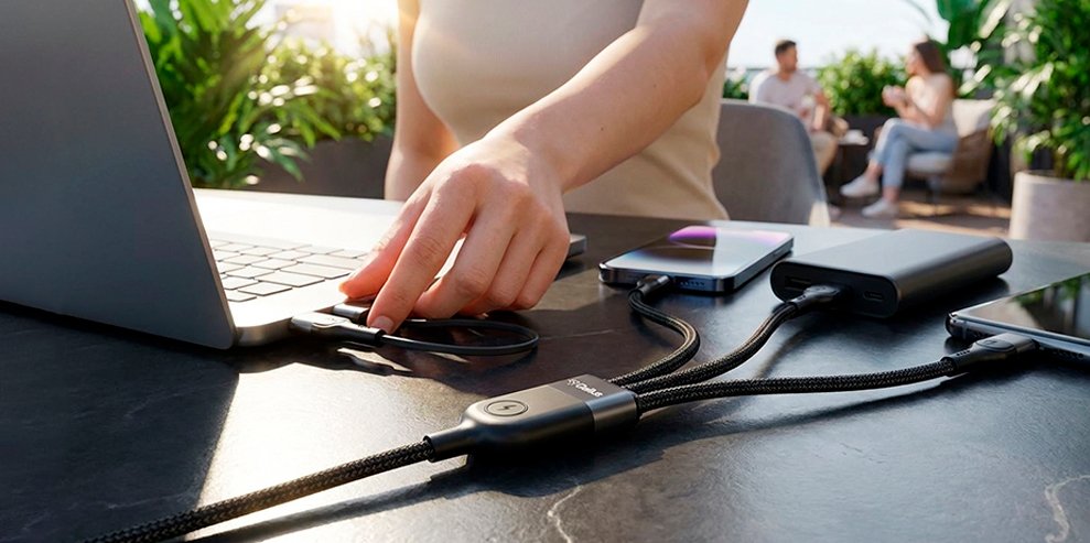 4 in 1 universal charging cable for multiple devices clean desk organization