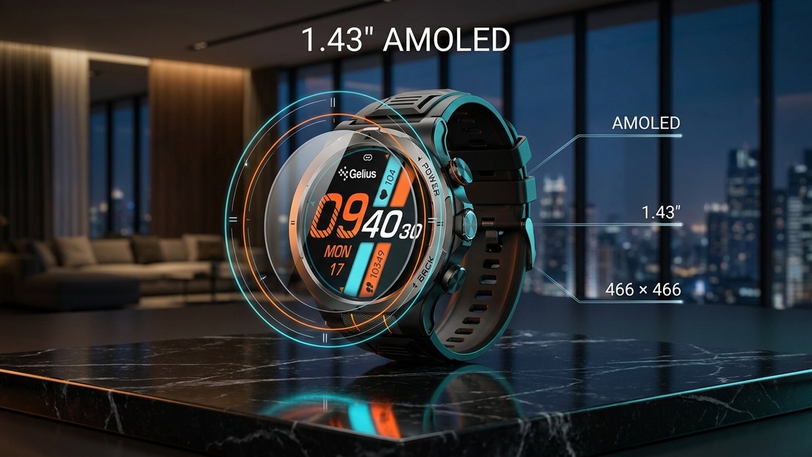 Gelius Amazwatch Energy з 1,43-дюймовим AMOLED-дисплеєм 466 × 466 пікселів