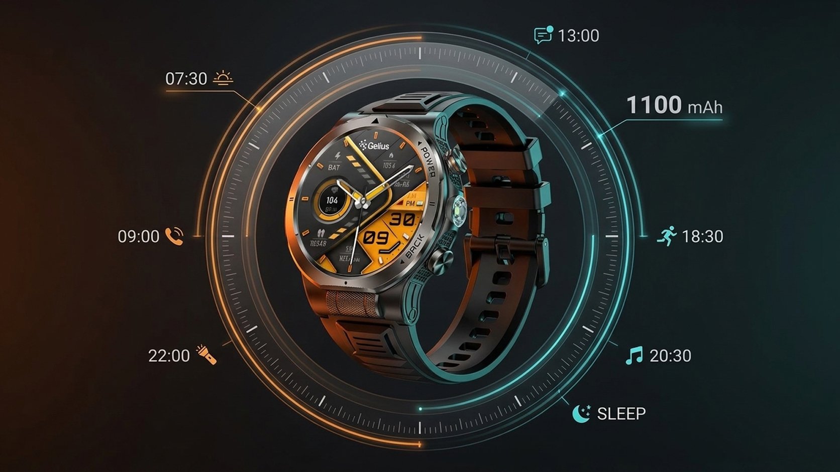 чорний Gelius Amazwatch Energy у металевому протиударному корпусі