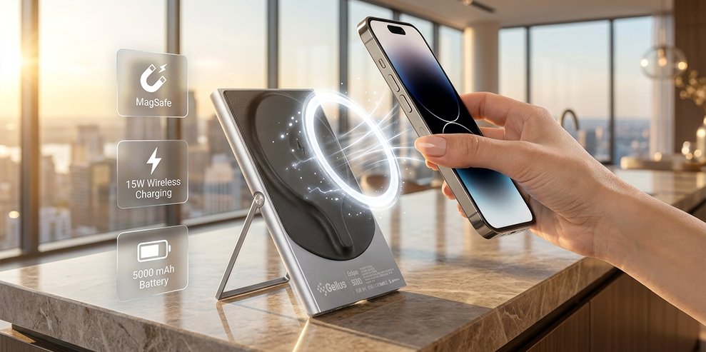 повербанк з бездротовою зарядкою Gelius Eclipse Magnetic Wireless Charge для смартфона