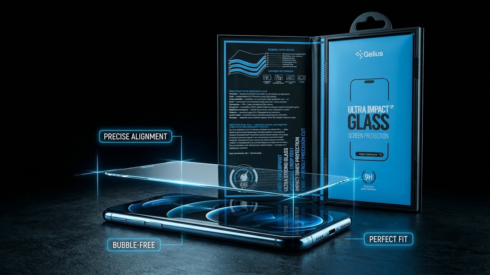 Встановлення захисного скла Gelius Ultra Impact Glass на екран смартфона